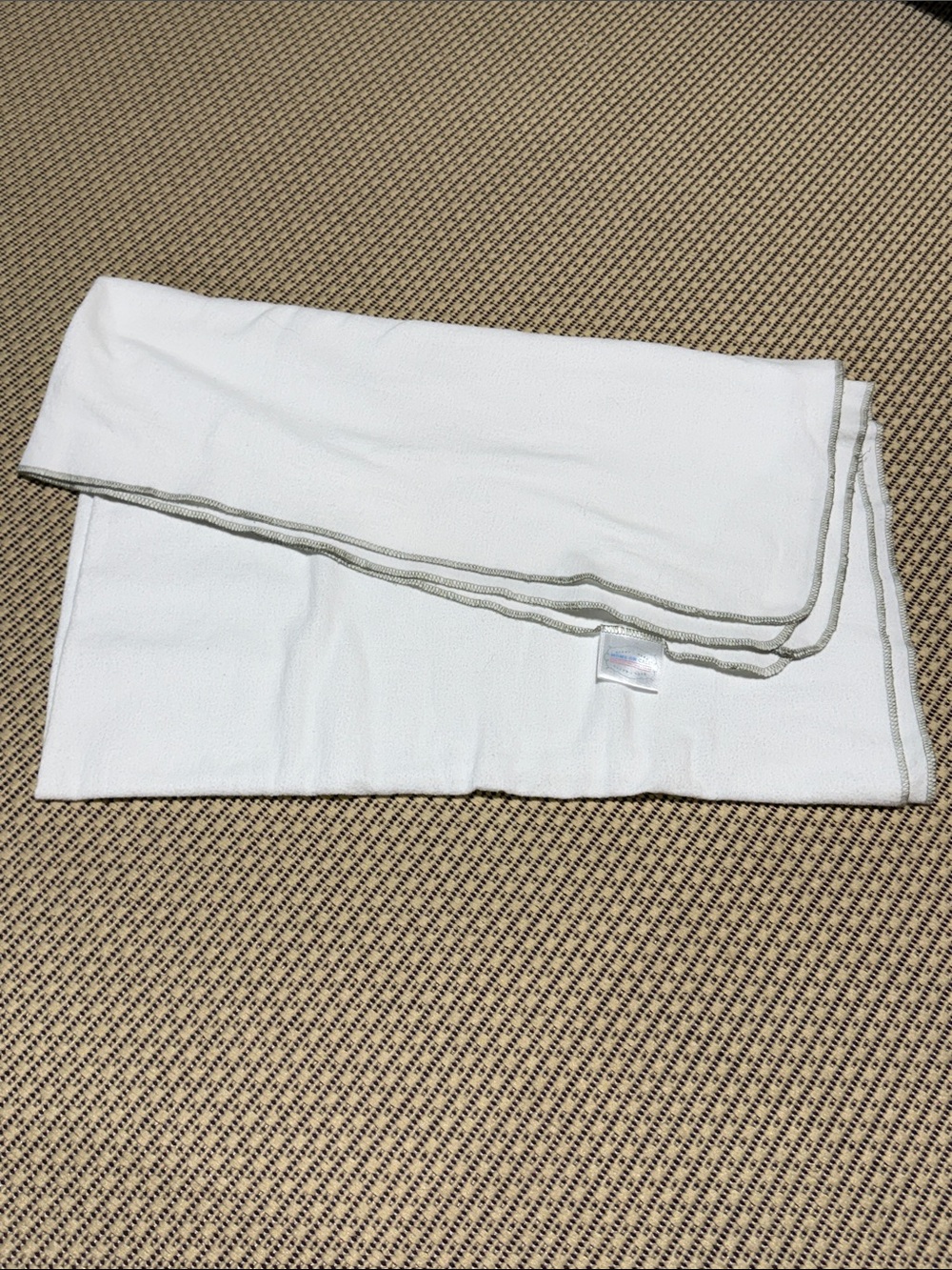 White Swaddle Blanket with Gray Edge Trim
